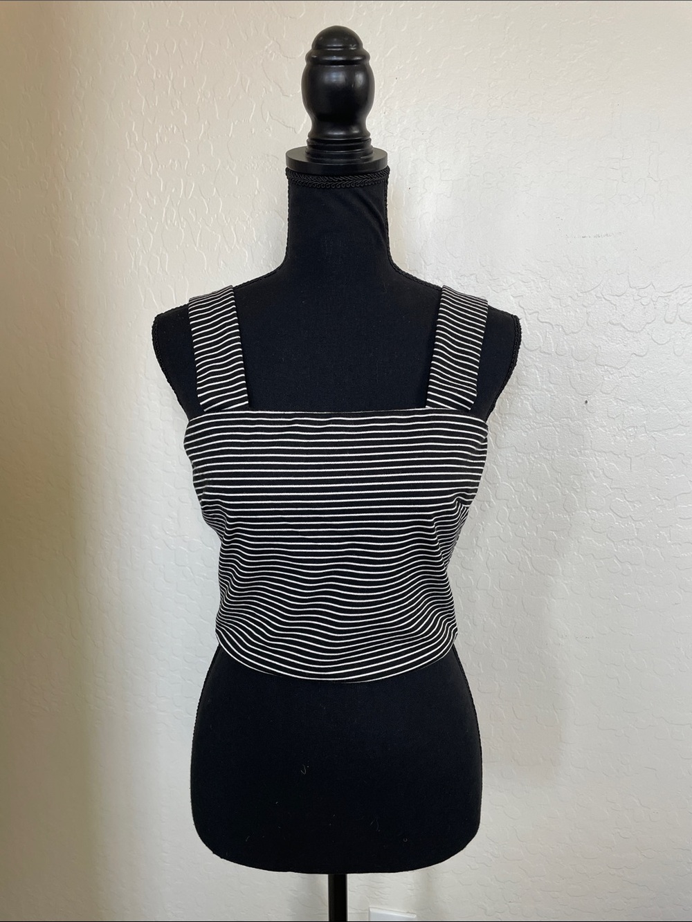 Wayf Black and White Striped Crop Top